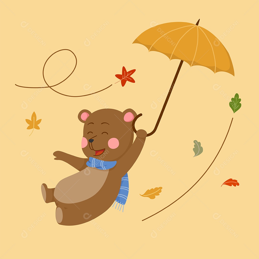 Urso Com Guarda Chuva Ilustração Vetor EPS