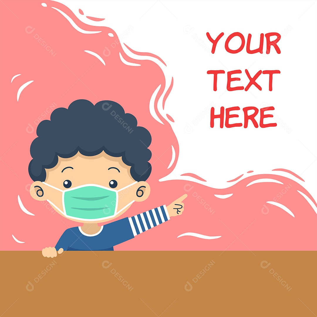 Garoto com Máscara Ilustração Vetor EPS