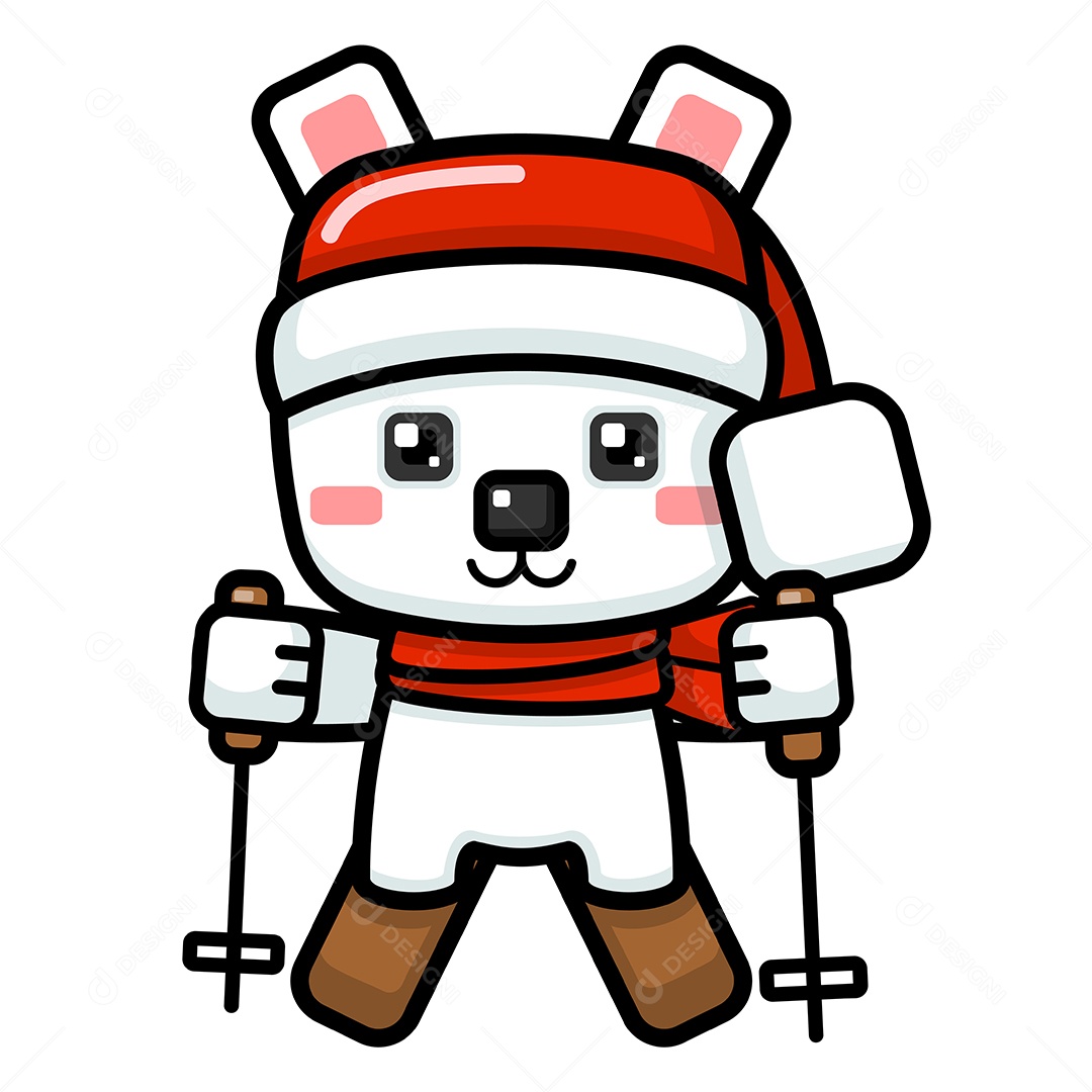 Urso Polar Com Chapéu de Papai Noel Vetor EPS