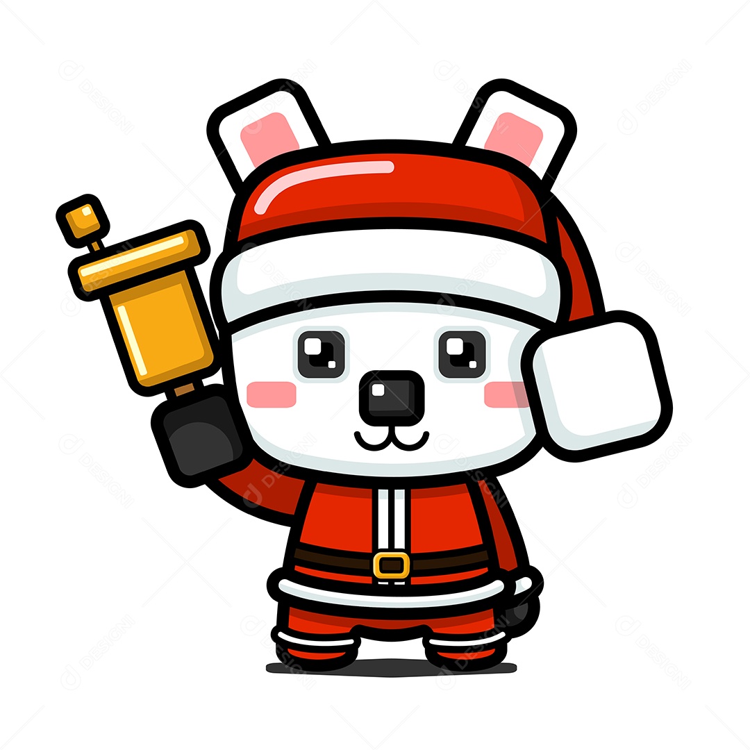 Urso Polar Com Chapéu de Papai Noel Vetor EPS