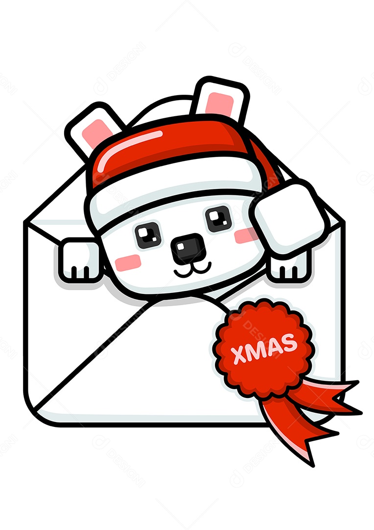 Urso Polar Com Chapéu de Papai Noel Vetor EPS