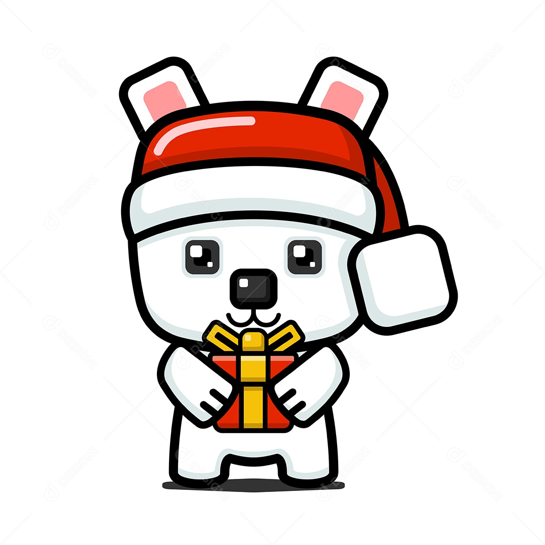 Urso Polar Com Chapéu de Papai Noel Vetor EPS