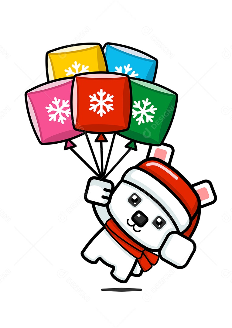 Urso Polar Com Chapéu de Papai Noel Vetor EPS