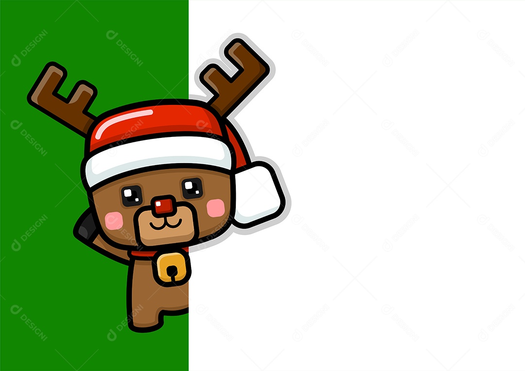 Rena Com Chapéu de Papai Noel Vetor EPS