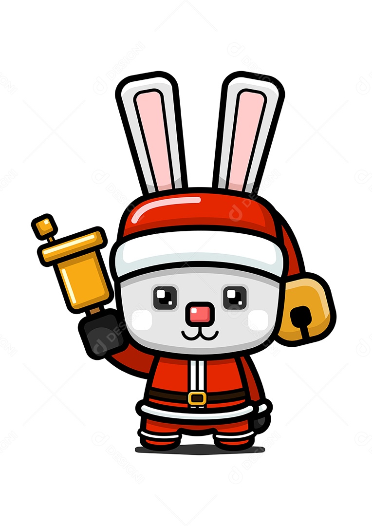 Coelho Com Chapéu de Papai Noel Vetor EPS