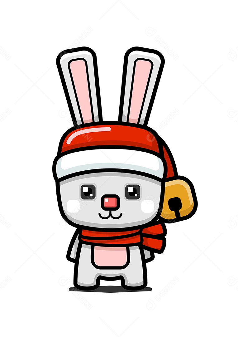 Coelho Com Chapéu de Papai Noel Vetor EPS