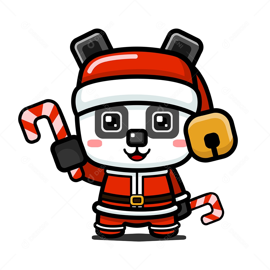 Panda Com Chapéu de Papai Noel Vetor EPS