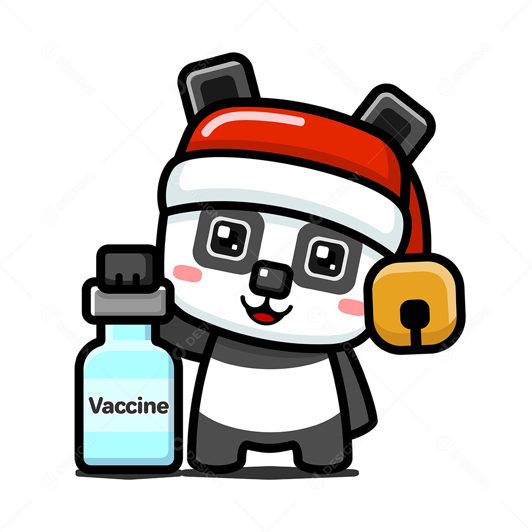 Panda Com Chapéu de Papai Noel Vetor EPS