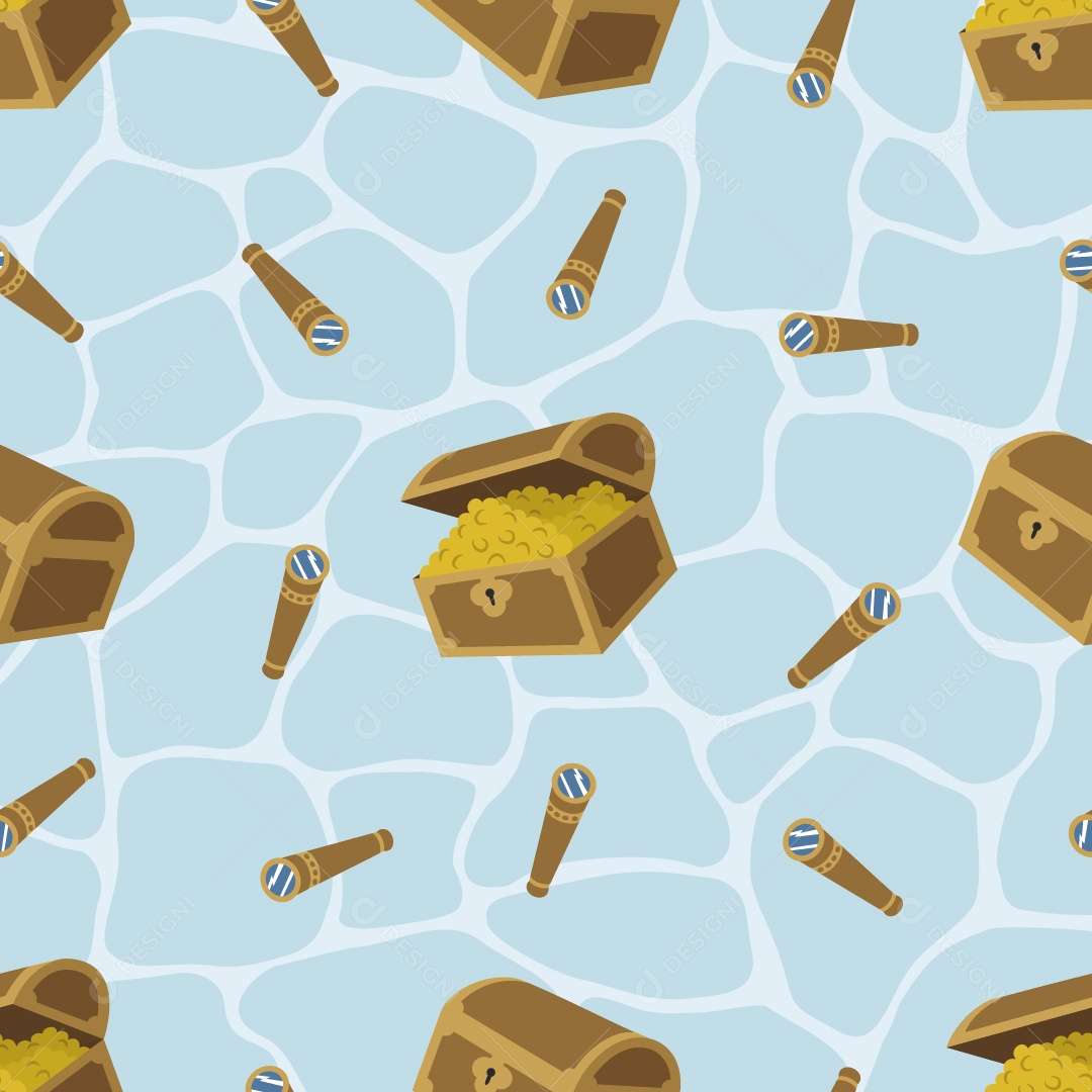 Padrão de Baú do Tesouro Ilustração Vetor EPS