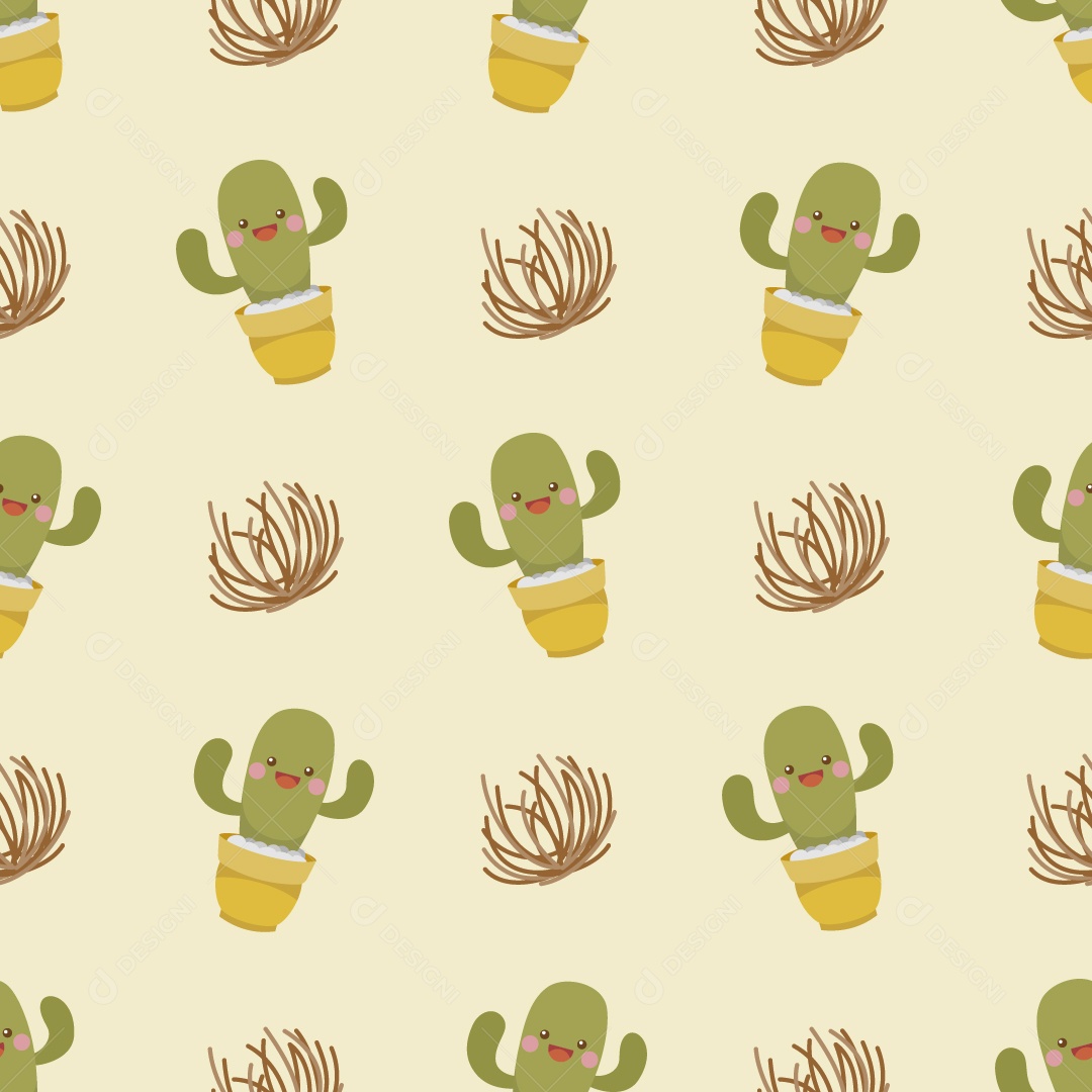 Padrão de Cactos Ilustração Vetor EPS