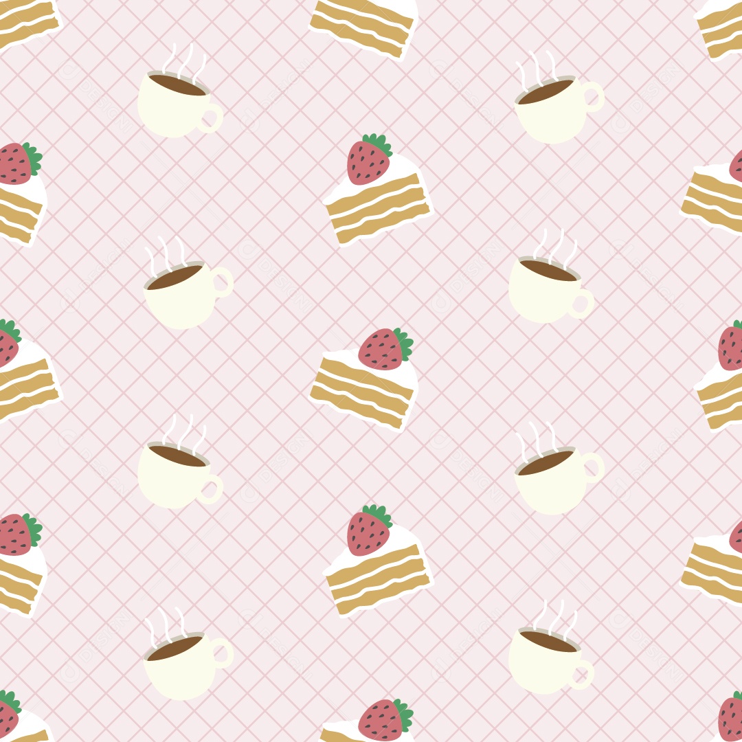 Padrão de Bolo e Café Ilustração Vetor EPS