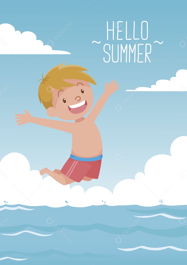 Criança na Praia Ilustração Vetor EPS