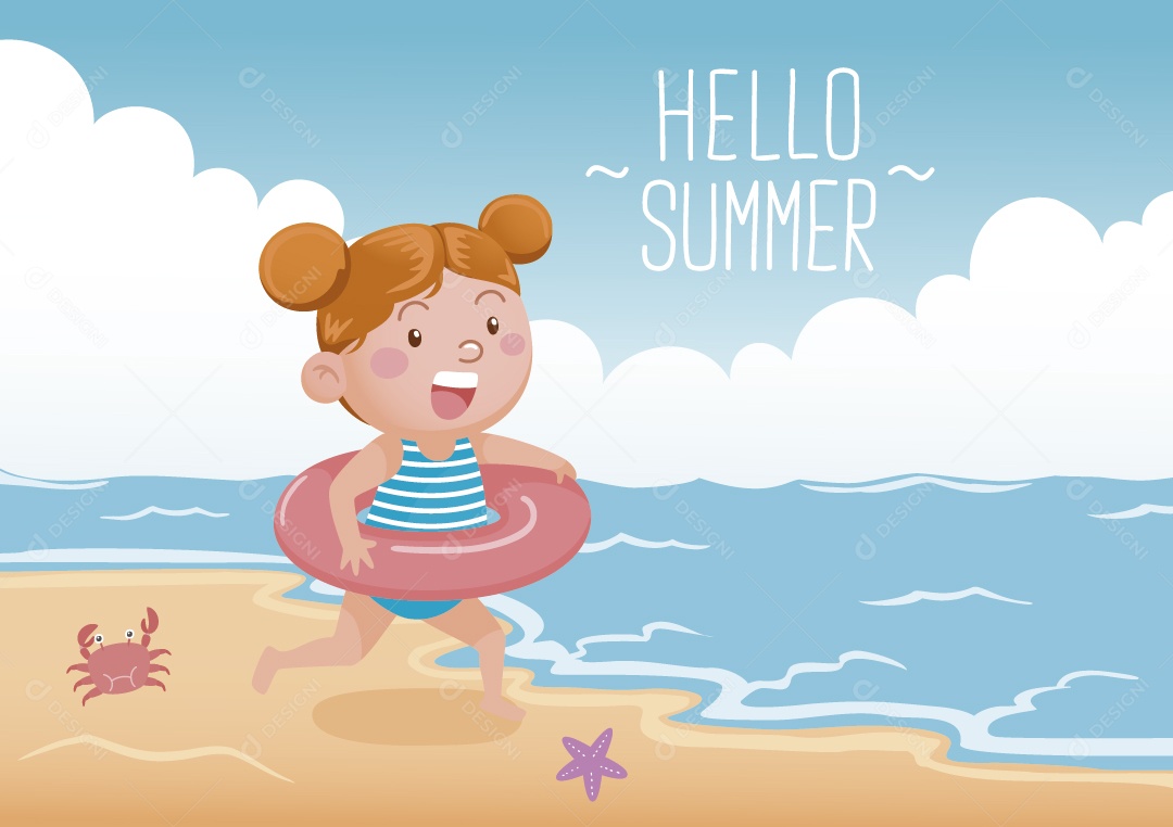 Criança Com Uma Boa na Paria Ilustração Vetor EPS