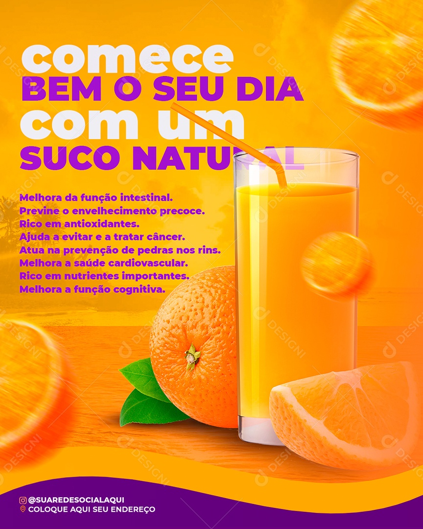 Social Media Comece Bem o Seu Dia Suco Natural PSD Editável