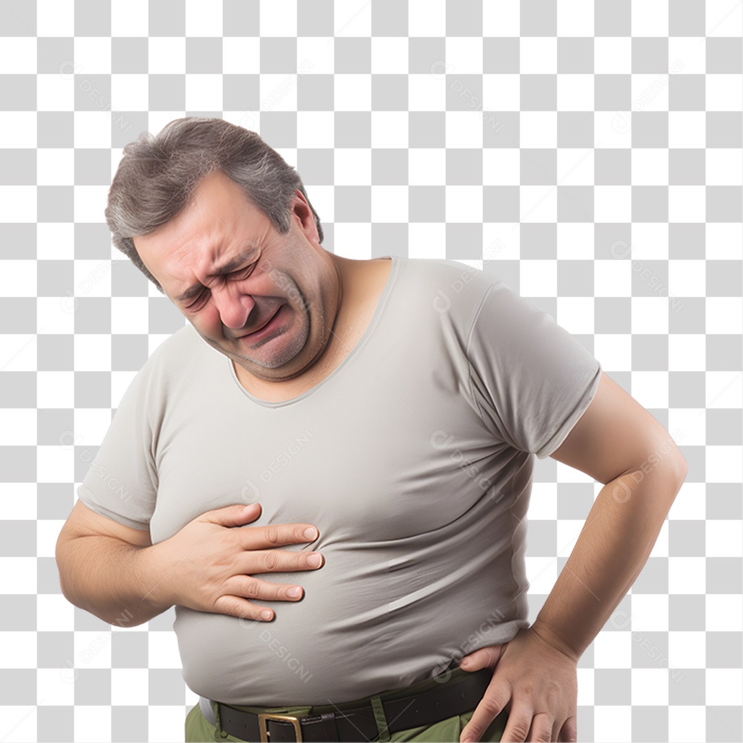 Homem com Dor no Estomago PNG Transparente