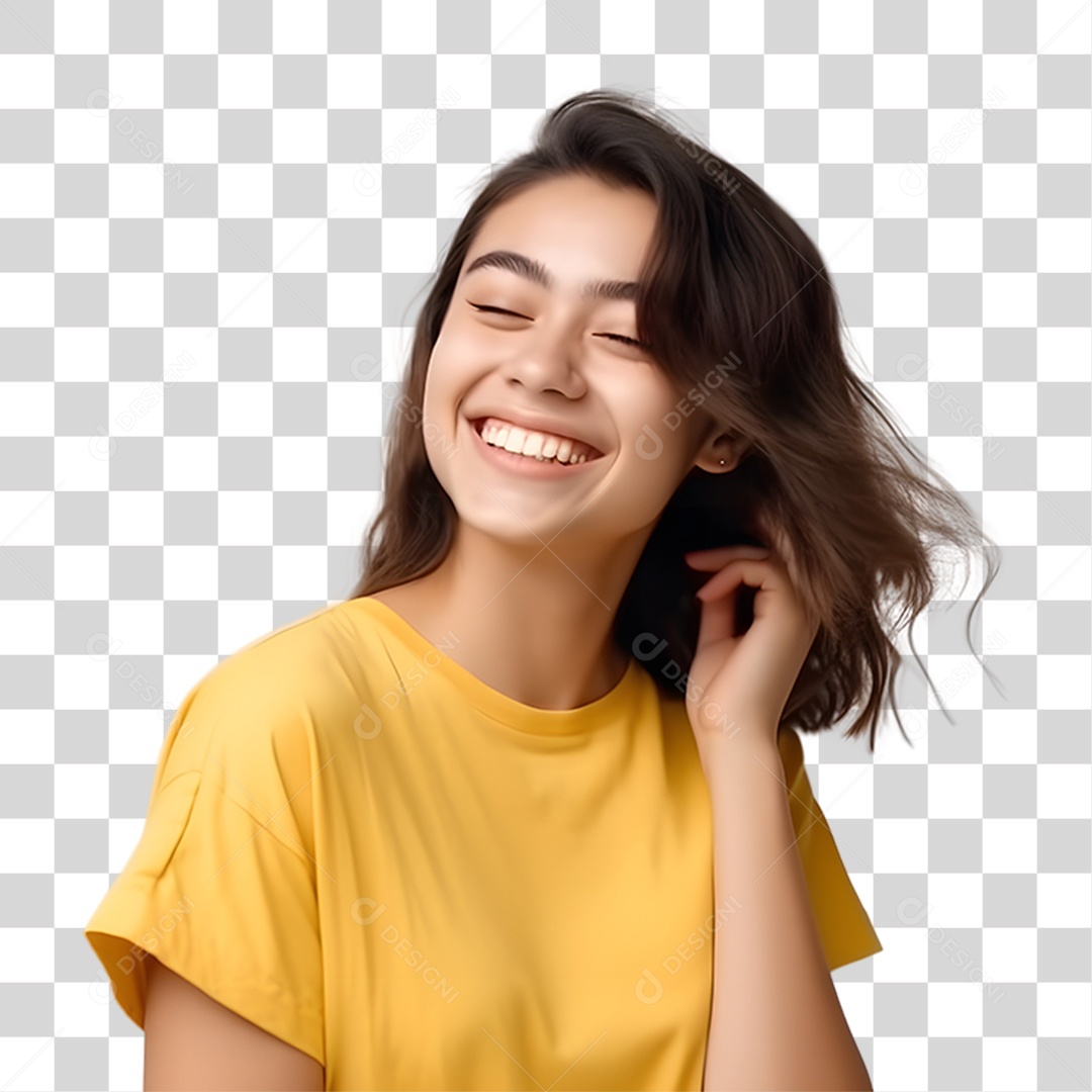 Mulher Sorrindo Feliz PNG Transparente