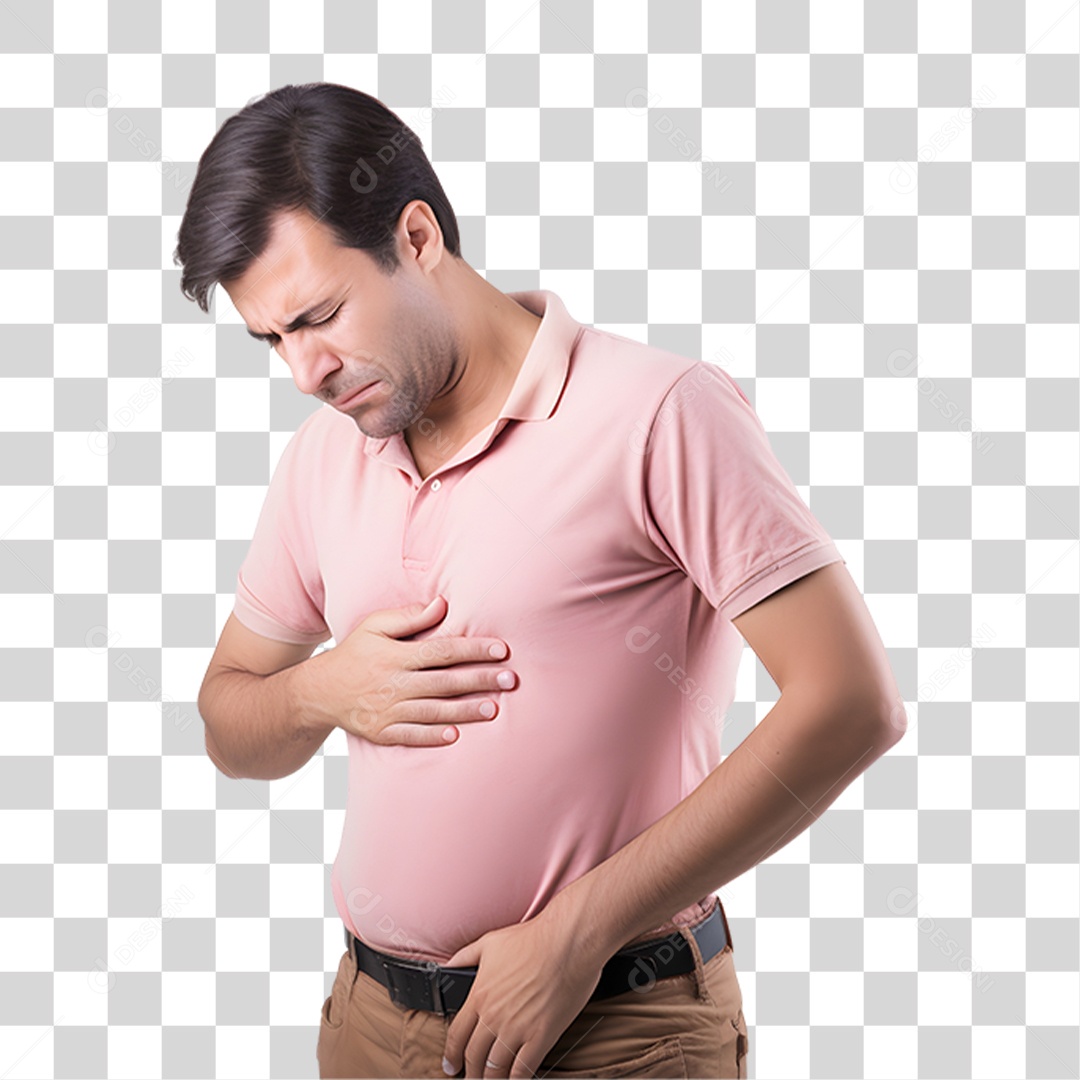 Homem com Dor no Estomago PNG Transparente