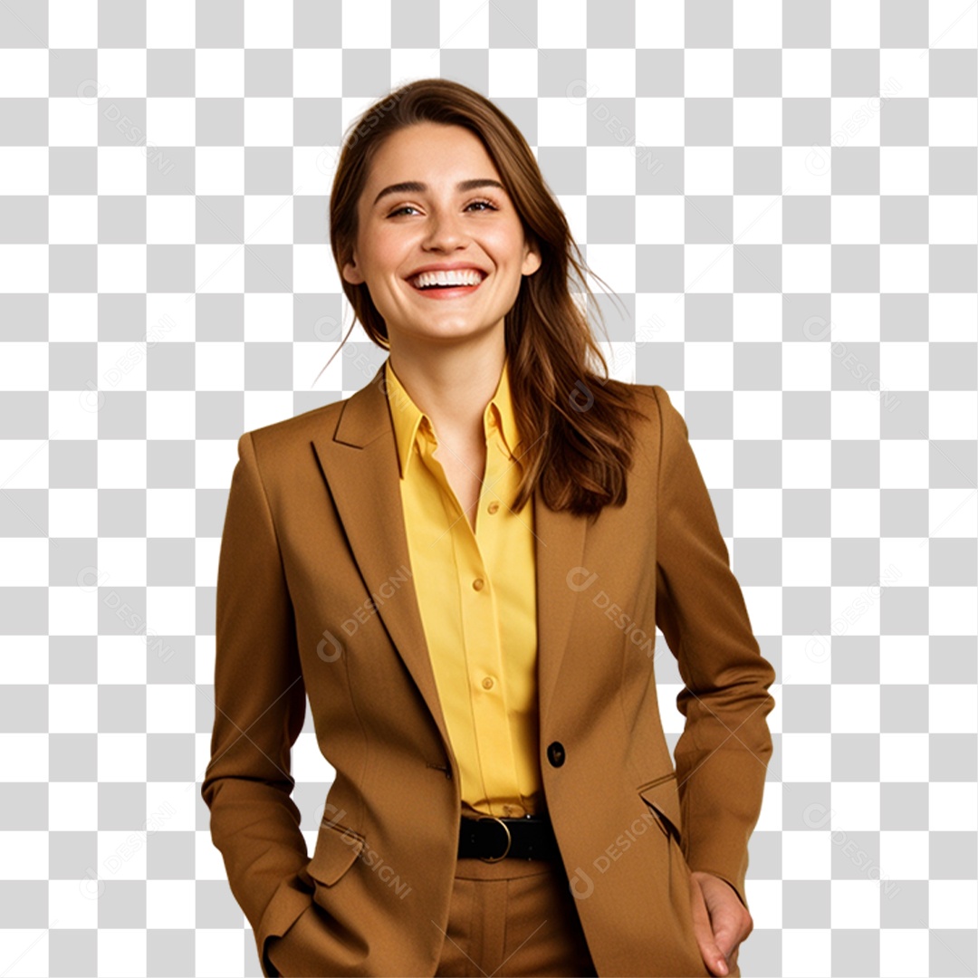 Mulher Sorrindo Feliz PNG Transparente