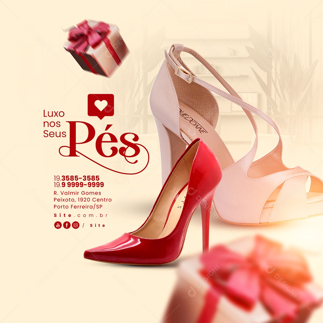 Loja De Sapatos Luxo nos Seus Pés Social Media PSD Editável