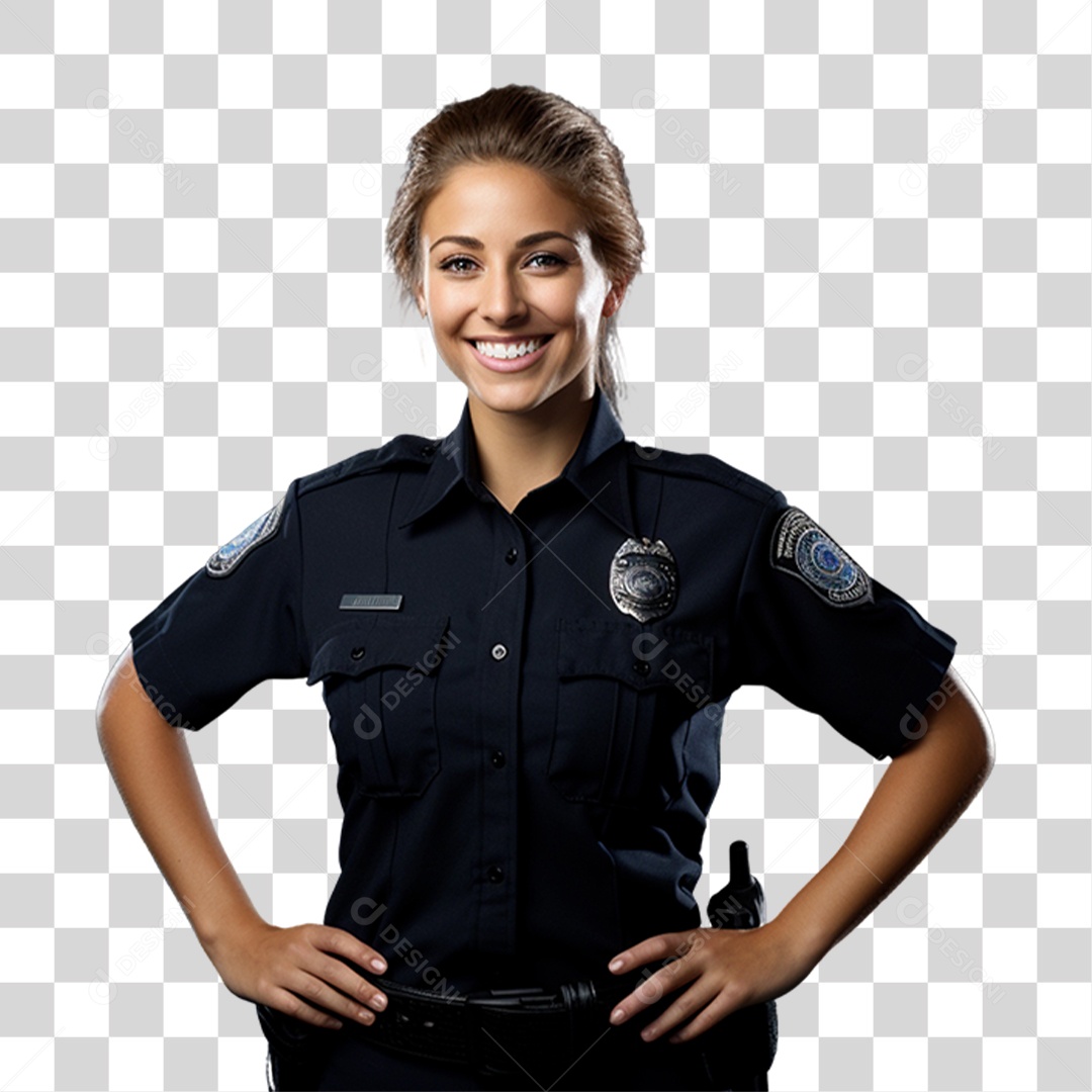 Policial Feminina de Uniforme PNG Transparente