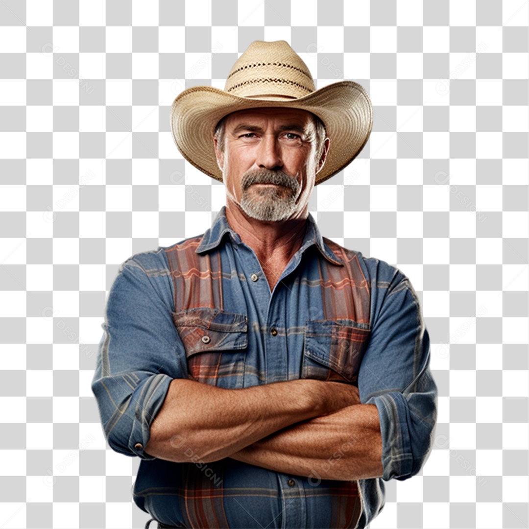 Homem com Chapéu de Cowboy PNG Transparente