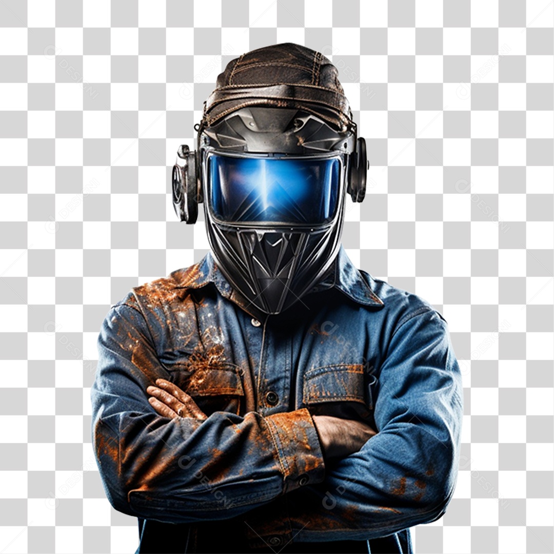 Homem de Uniforme e Mascara de Solda Emprego PNG Transparente