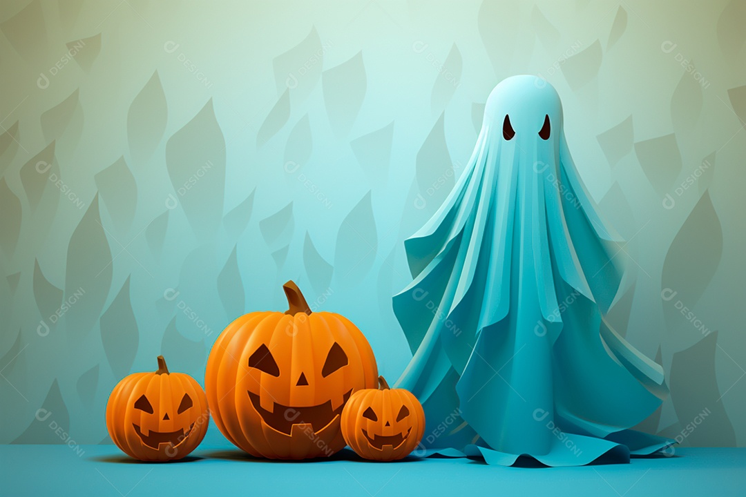Um fantasma com uma abóbora