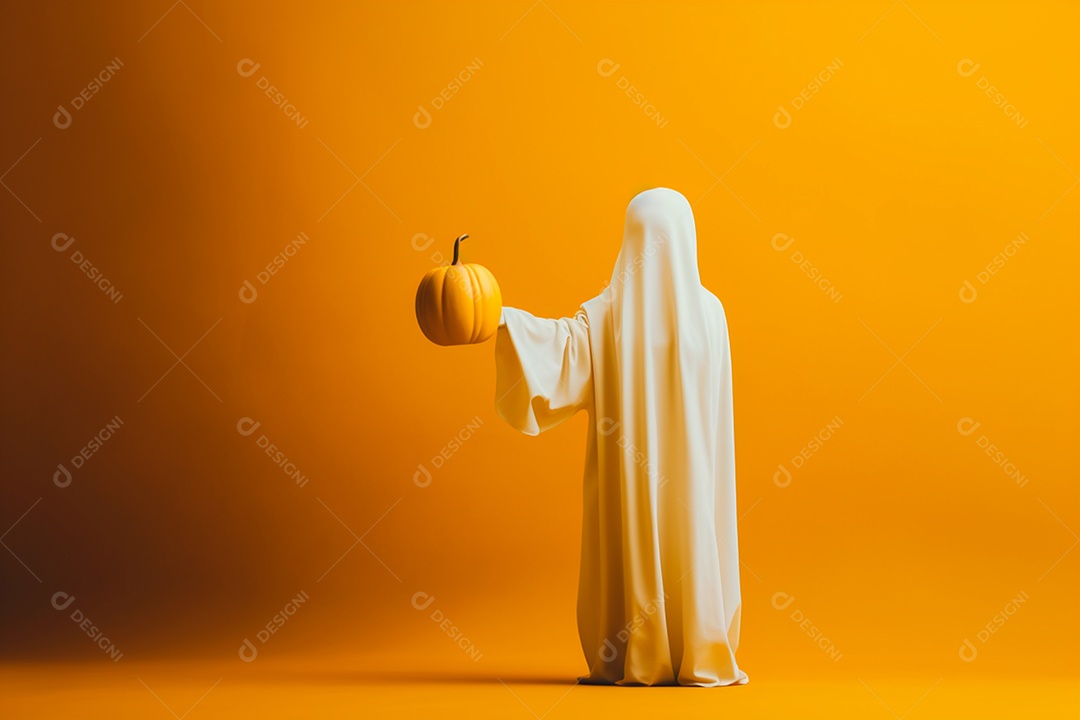 Um fantasma com uma abóbora