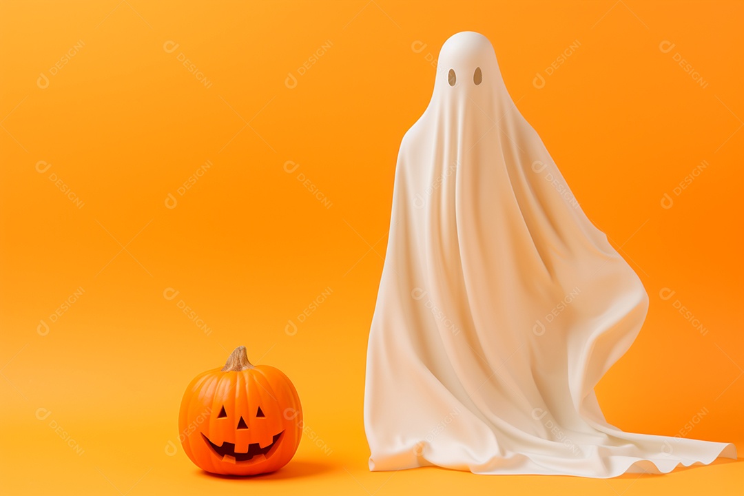 Um fantasma com uma abóbora