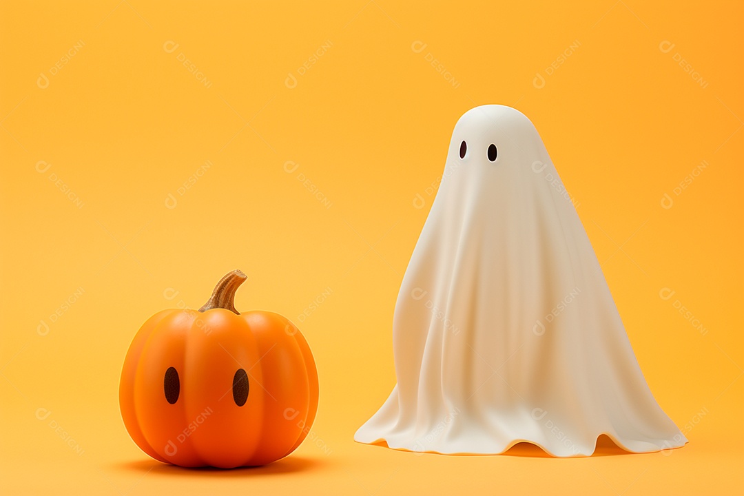 Um fantasma com uma abóbora