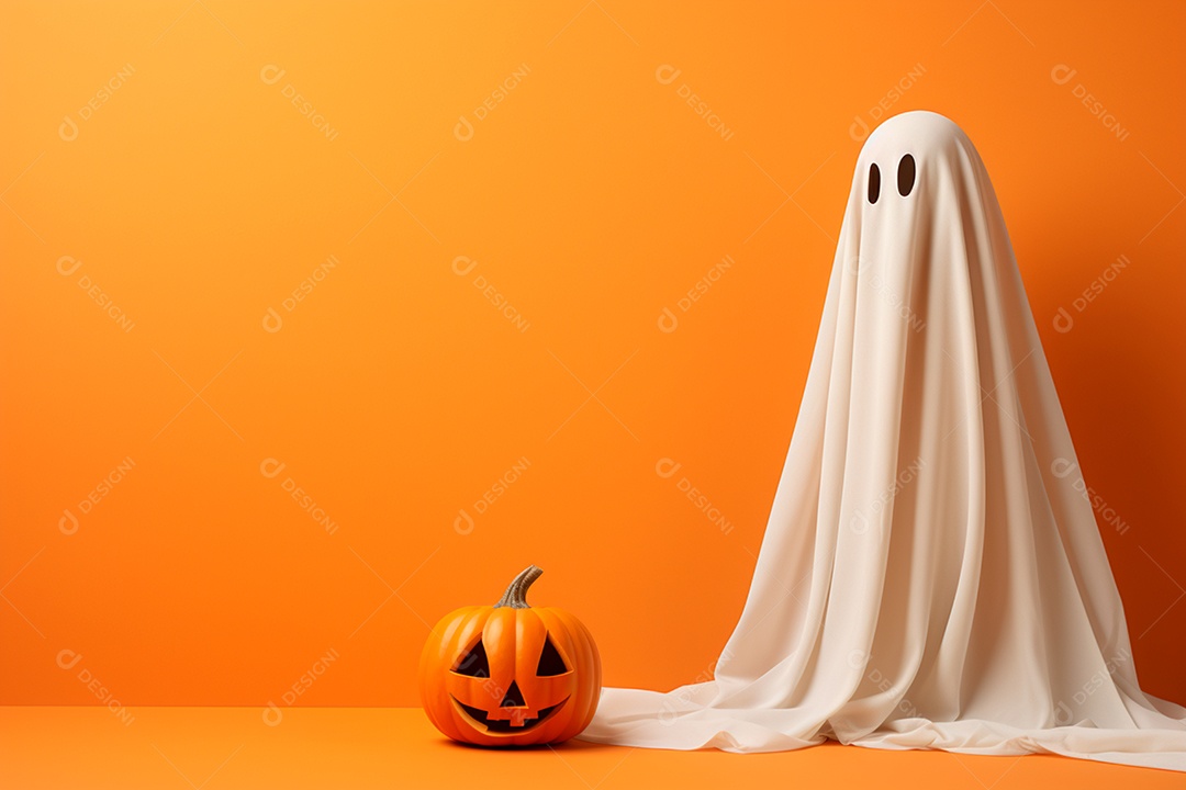 Um fantasma com uma abóbora