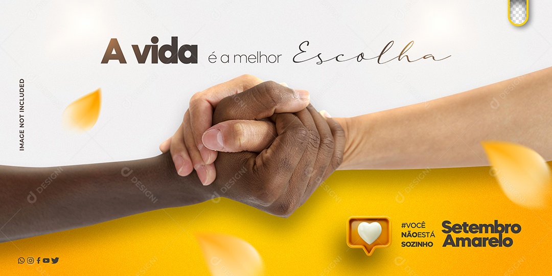 Social Media Banner a Vida é a Escolha Setembro Amarelo PSD Editável
