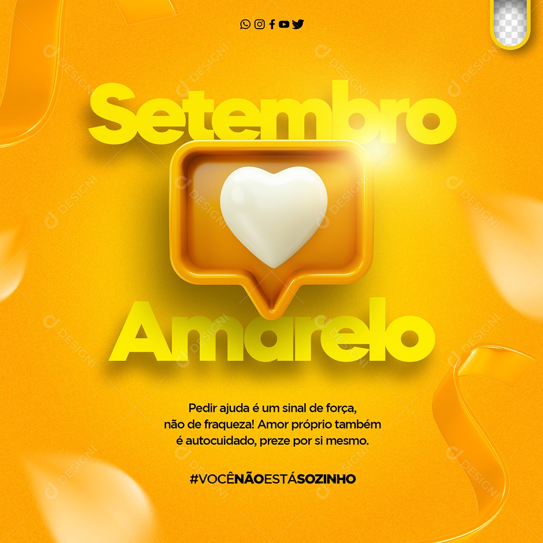 Social Media Setembro Amarelo Voce Não Está Sozinho PSD Editável