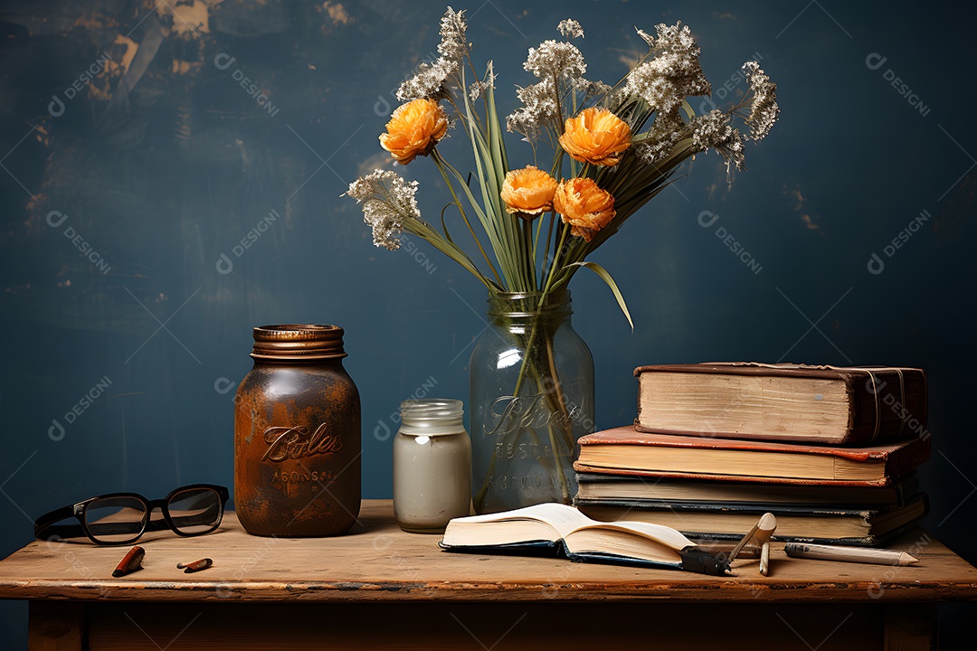 Mesa de madeira da professora