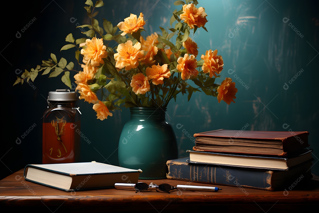 Mesa de madeira da professora