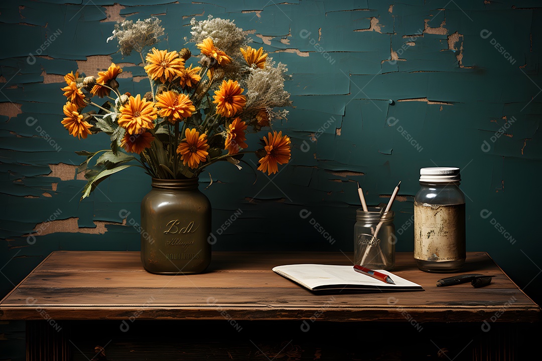 Mesa de madeira da professora