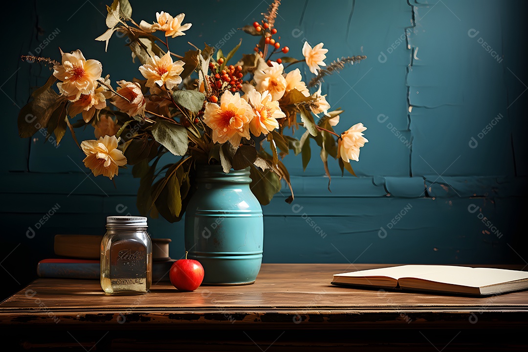 Mesa de madeira da professora