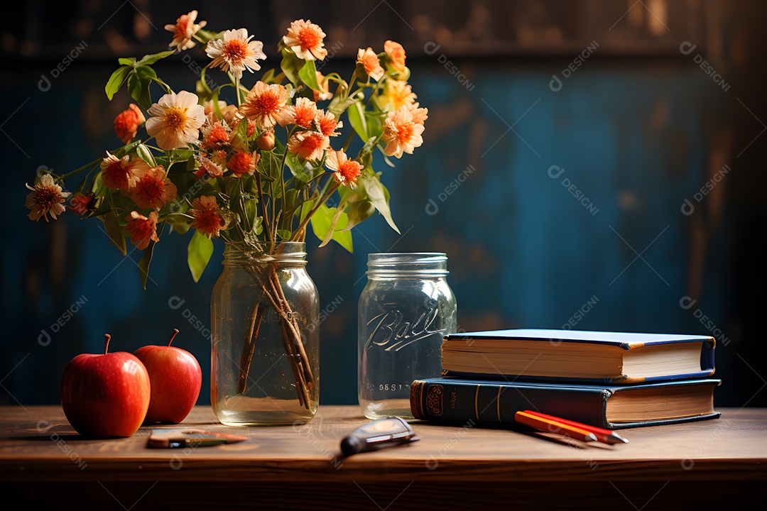 Mesa de madeira da professora