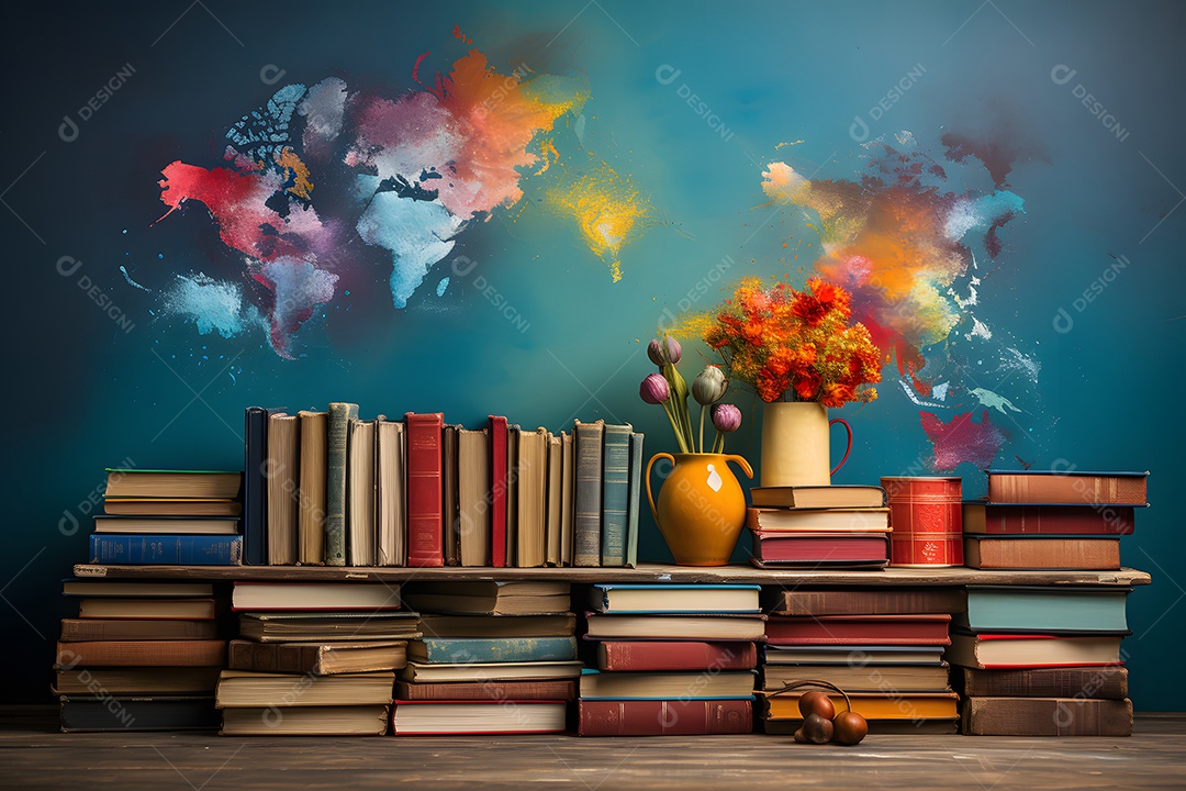 Mesa de madeira da professora