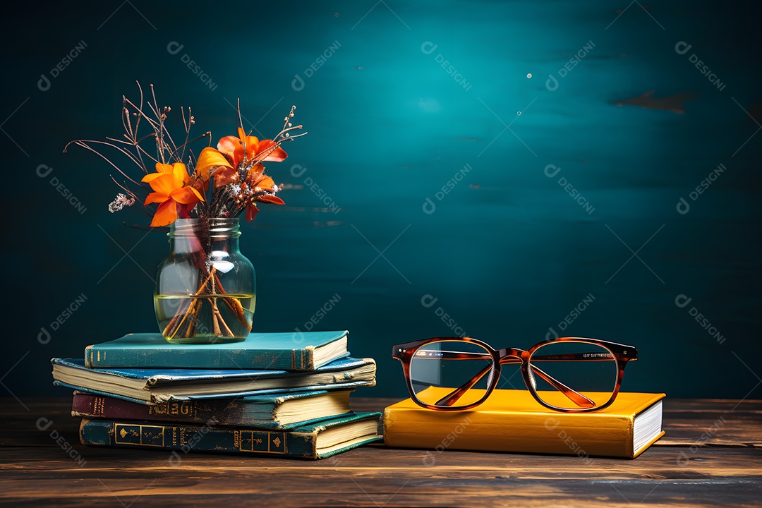 Mesa e objetos de uma professora