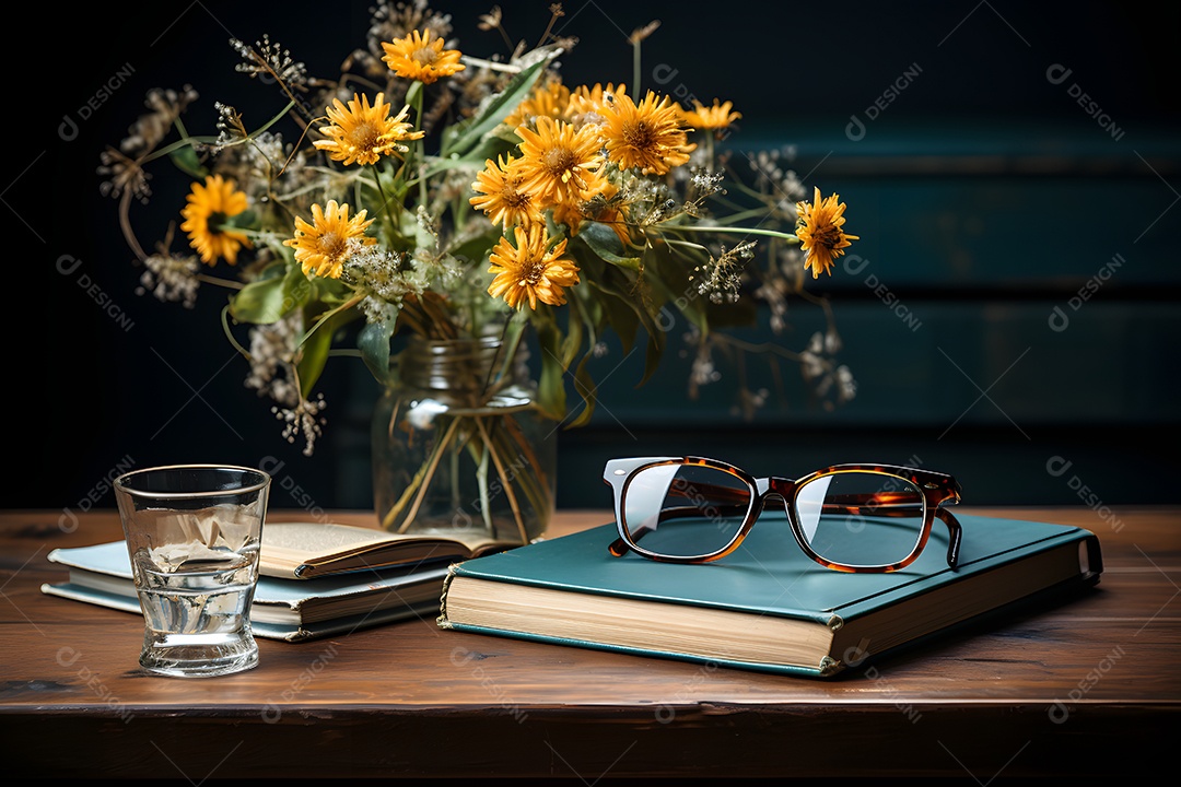 Mesa e objetos de uma professora