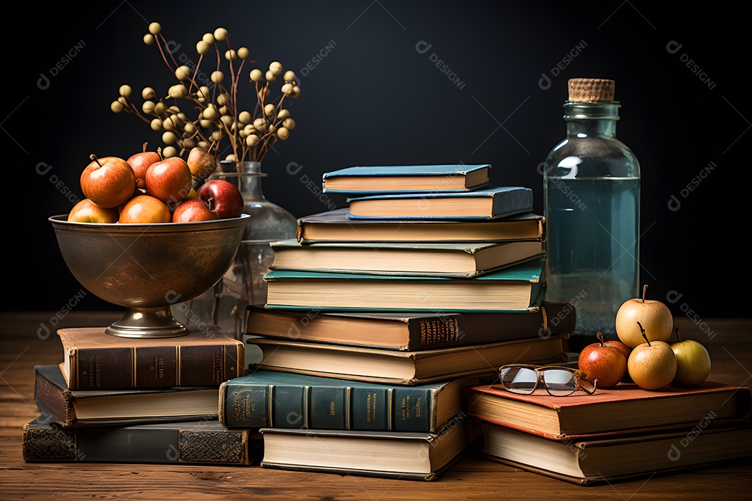 Mesa e objetos de uma professora