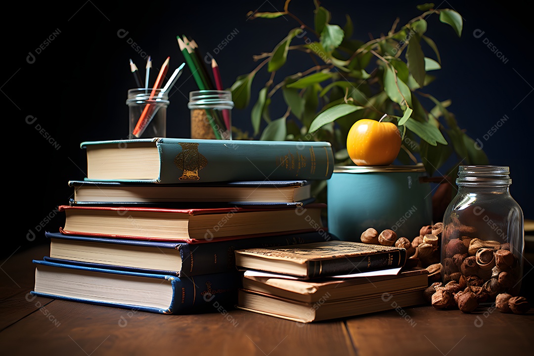 Mesa e objetos de uma professora