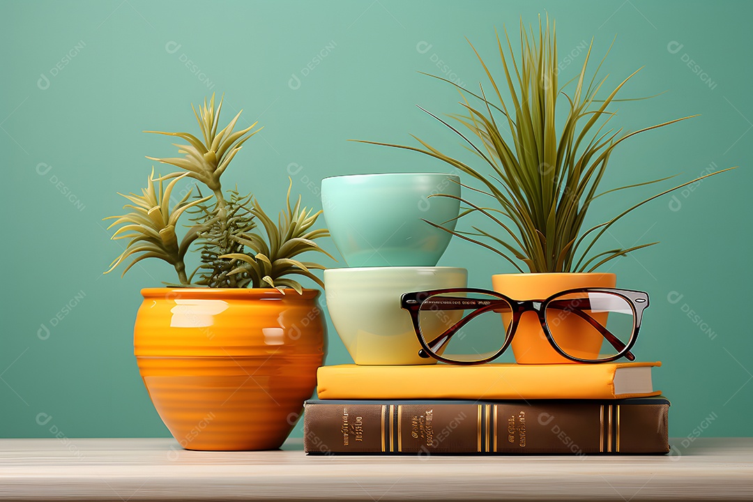 Mesa e objetos de uma professora