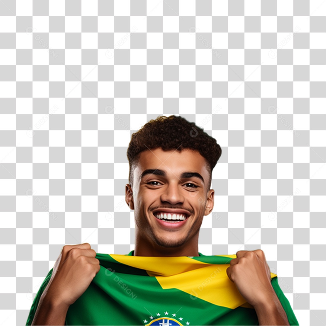 Homem Sorrindo com Bandeira do Brasil 7 de Setembro Dia da Independência do Brasil  PNG Transparente