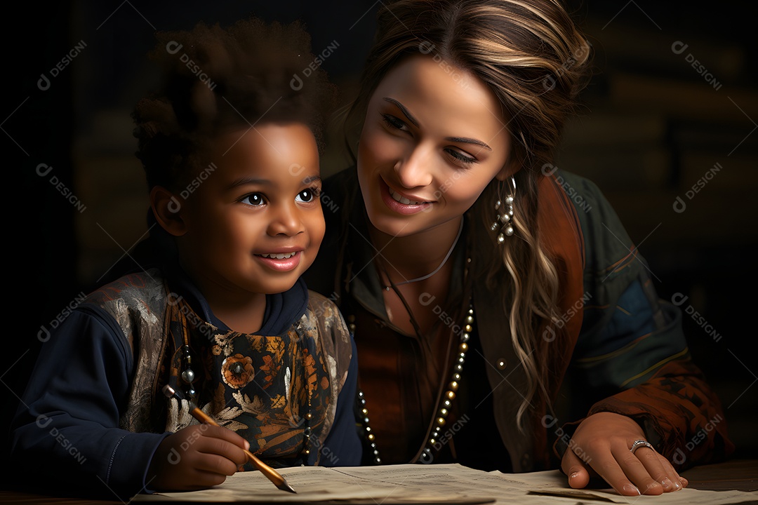 Mulher professora ensinando aluno