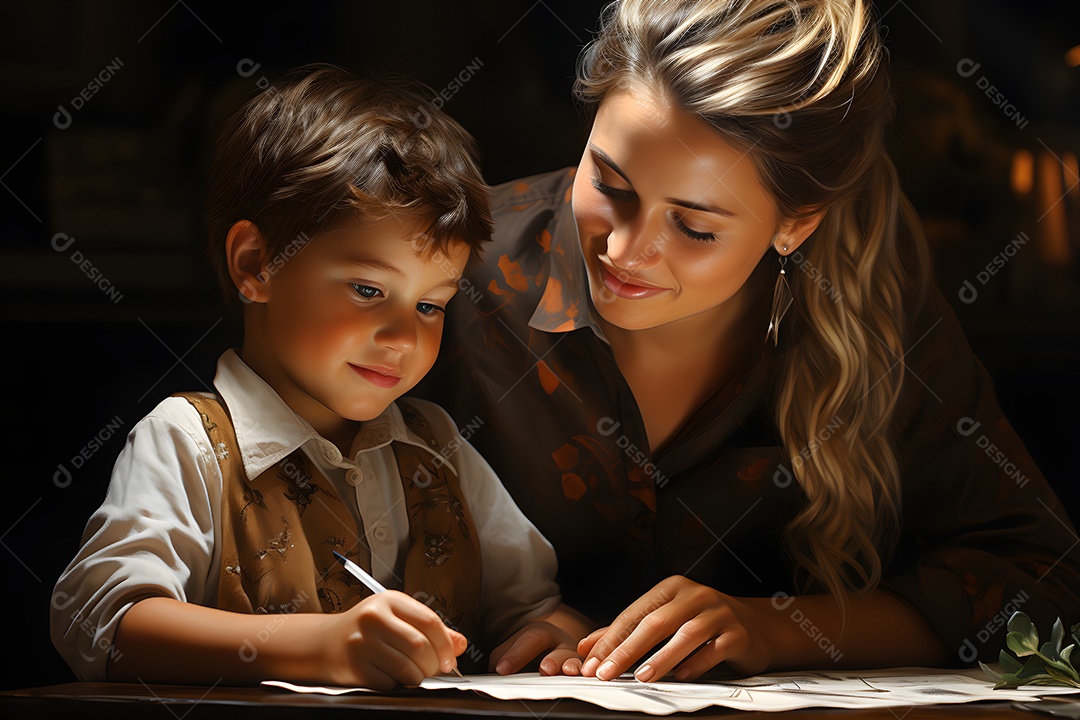 Mulher professora ensinando aluno