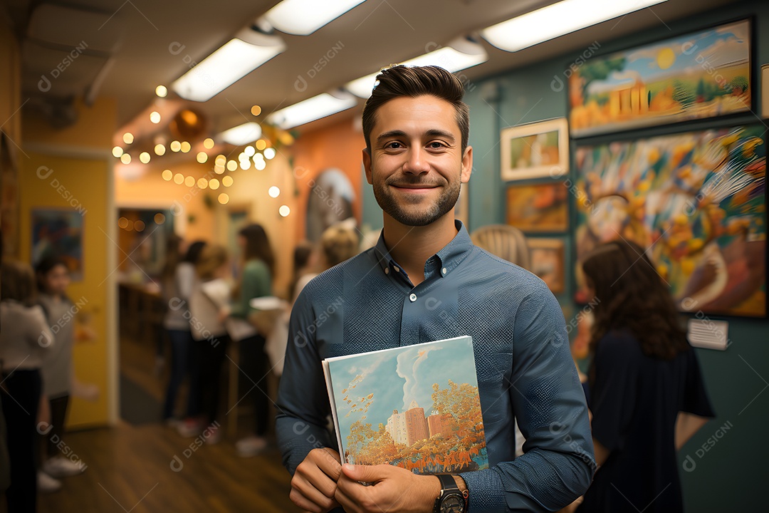 Homem professor trabalhando sorridente