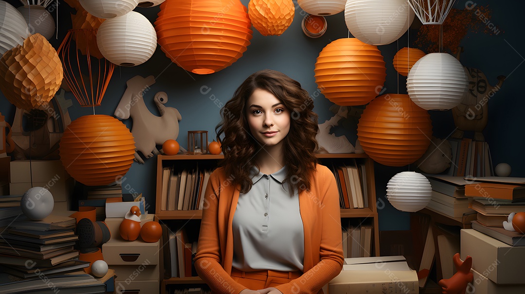 Linda professora sorridente