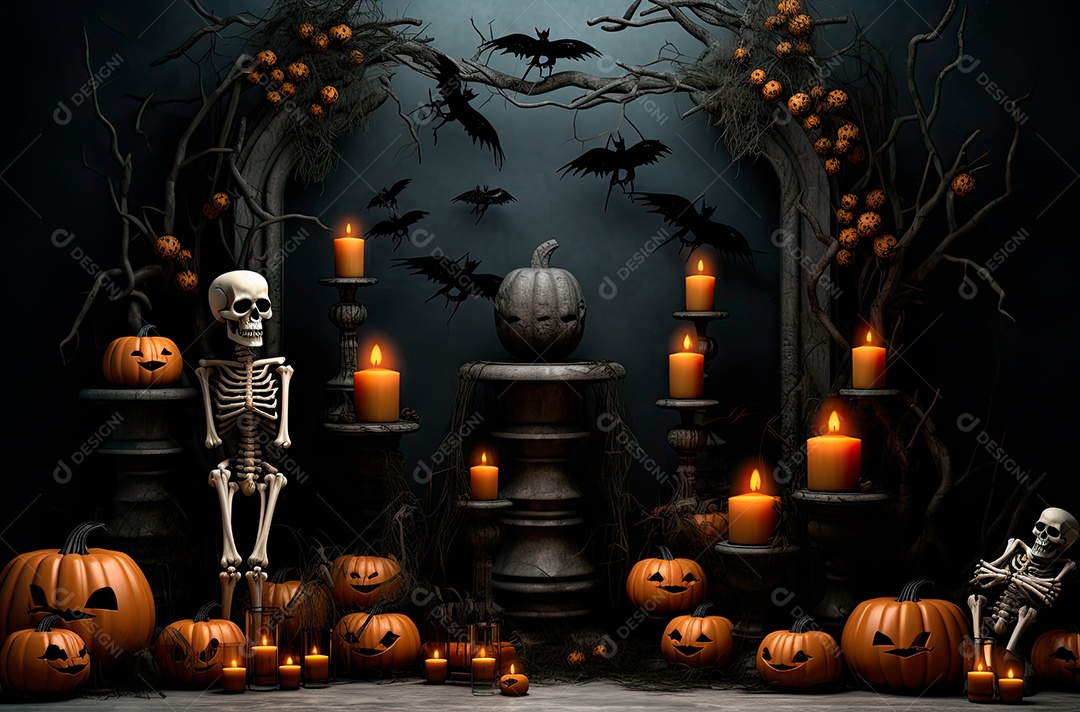Imagem de fundo realista de halloween no estilo de fundos minimalistas, formas circulares, laranja claro e bronze escuro